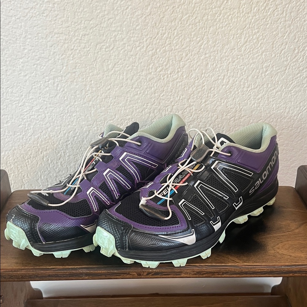 Salomon Black and Purple Trail Shoes